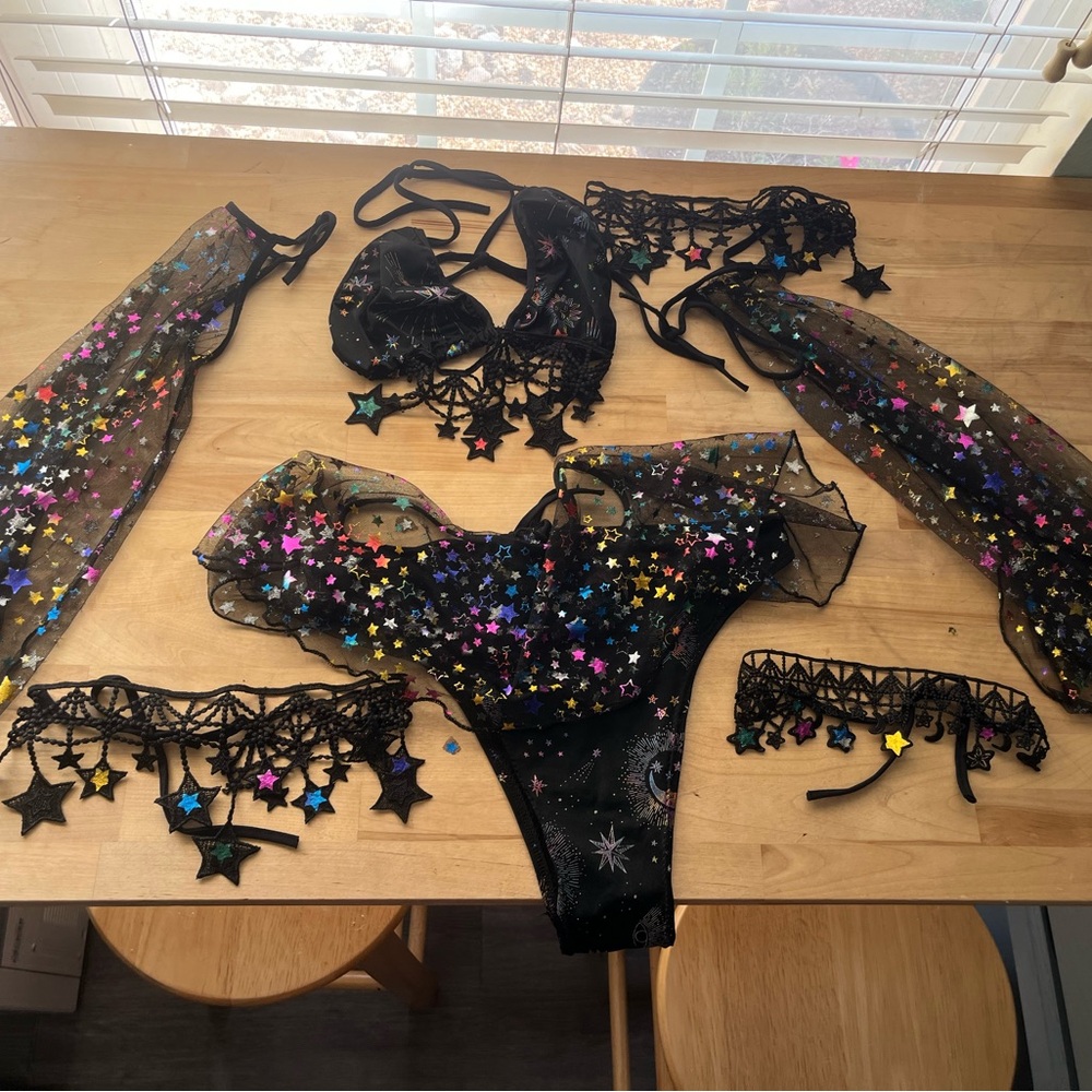 Celestial Black Starry Rave Set